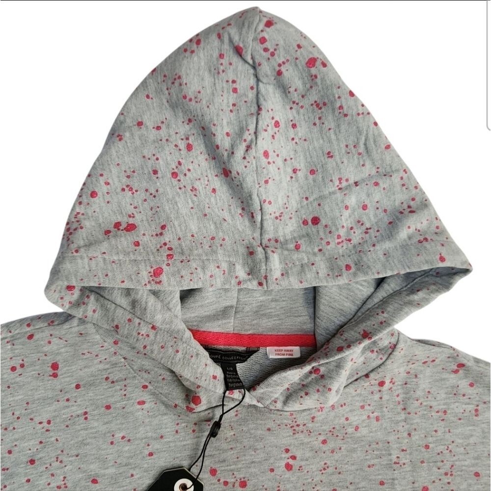 NWT 2-Pack Girls Youth Crop Tops Gray/Blue Splattered Short Sleeve Hoodie Size L - Picture 8 of 11